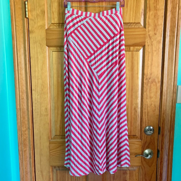 Women’s size small Design History coral and grey striped maxi skirt, long skirt - Picture 2 of 4